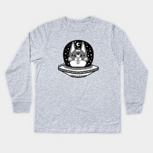 UFO Alien Space Corgi Kids Long Sleeve T-Shirt